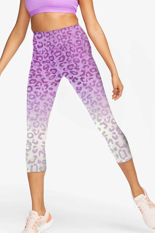 Women Cheetah Print Purple Gym Wear Leggings - 0324011
