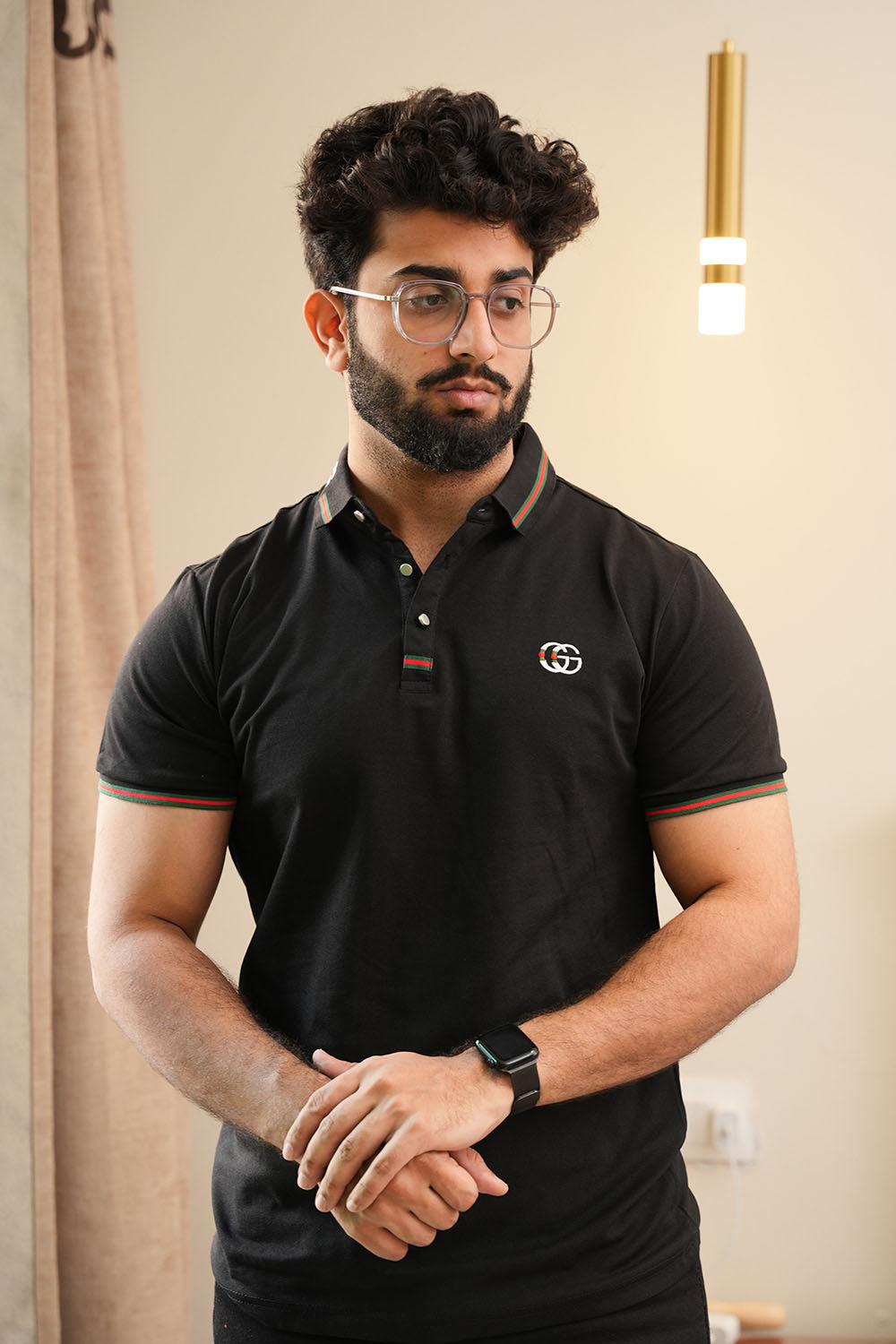 GCCI Tipping Collar Pique Polo Shirt - 0124034