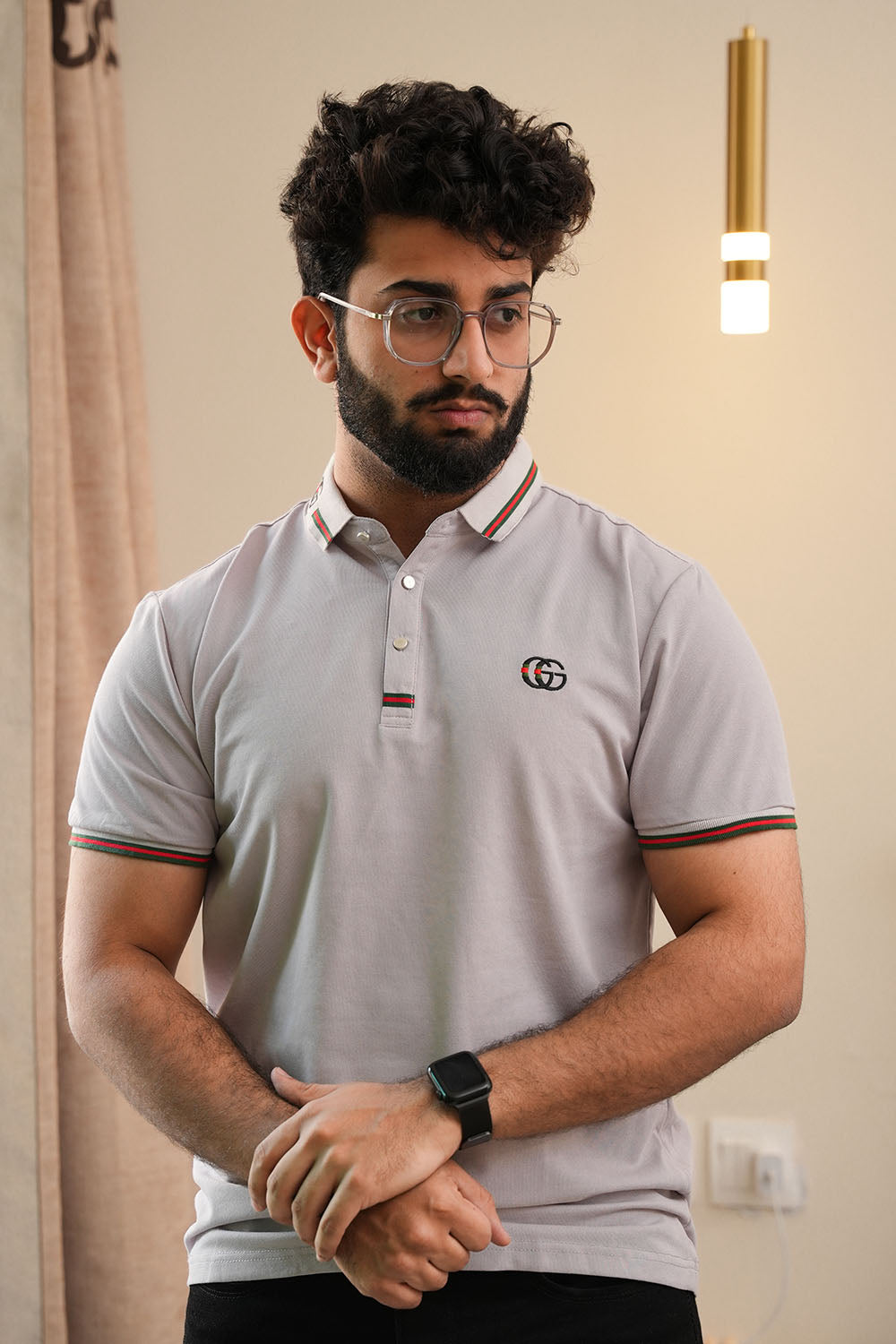 GCCI Tipping Collar Pique Polo Shirt - 0124034