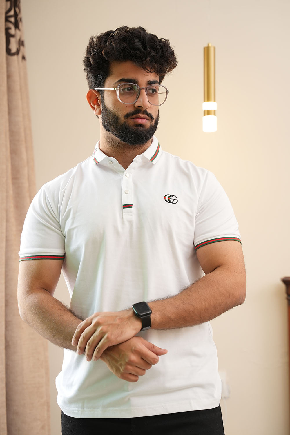 GCCI Tipping Collar Pique Polo Shirt - 0124034
