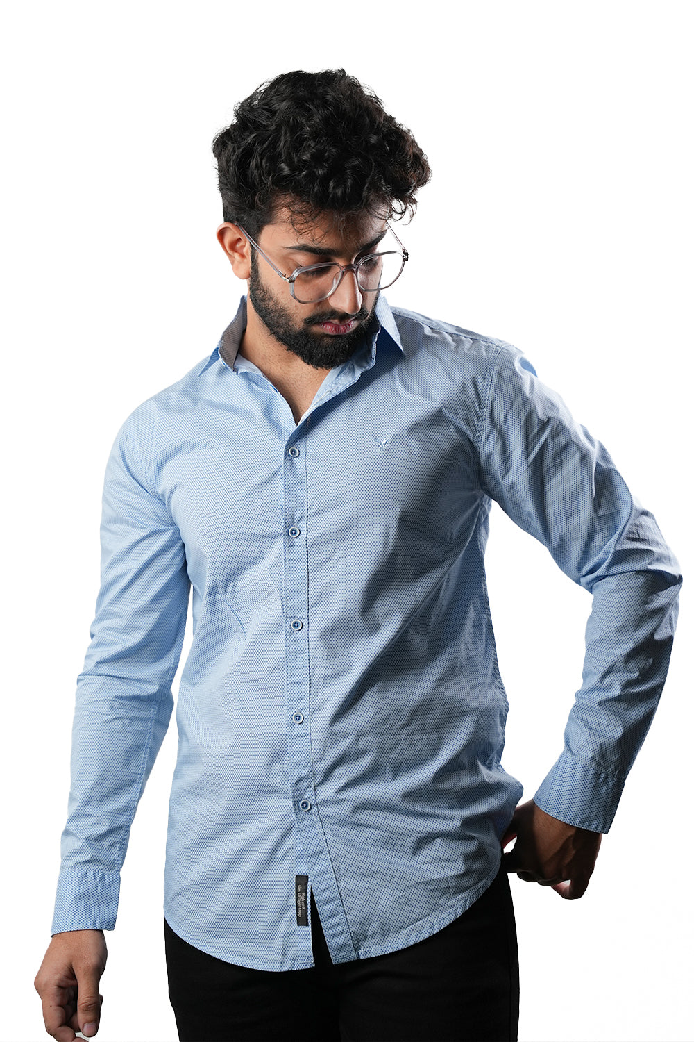 Edenrobe Men's Light Blue Full Sleeve Casual Shirt 0125004
