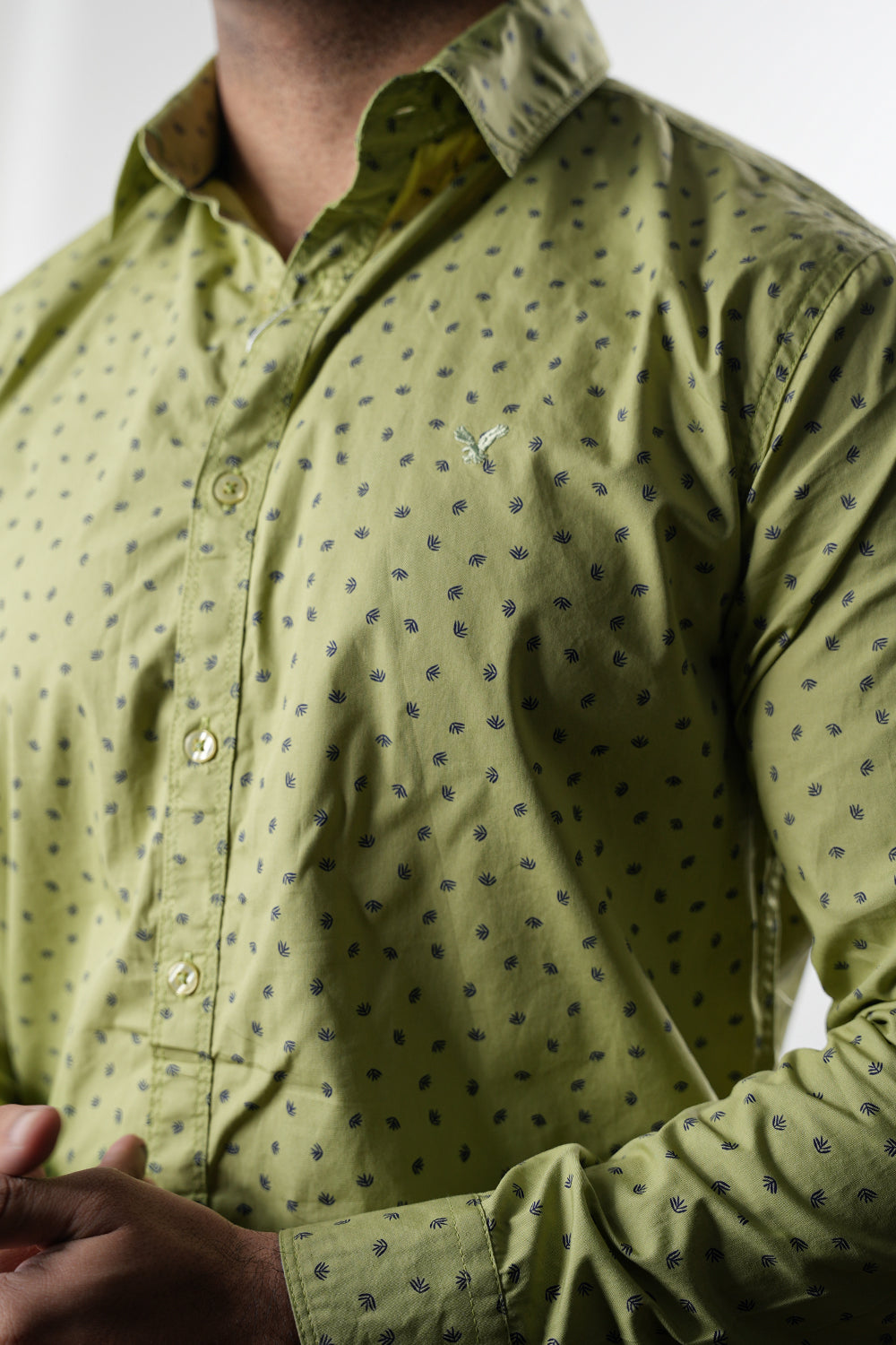 Olive Green Printed Full Sleeve Casual Shirt 0125008