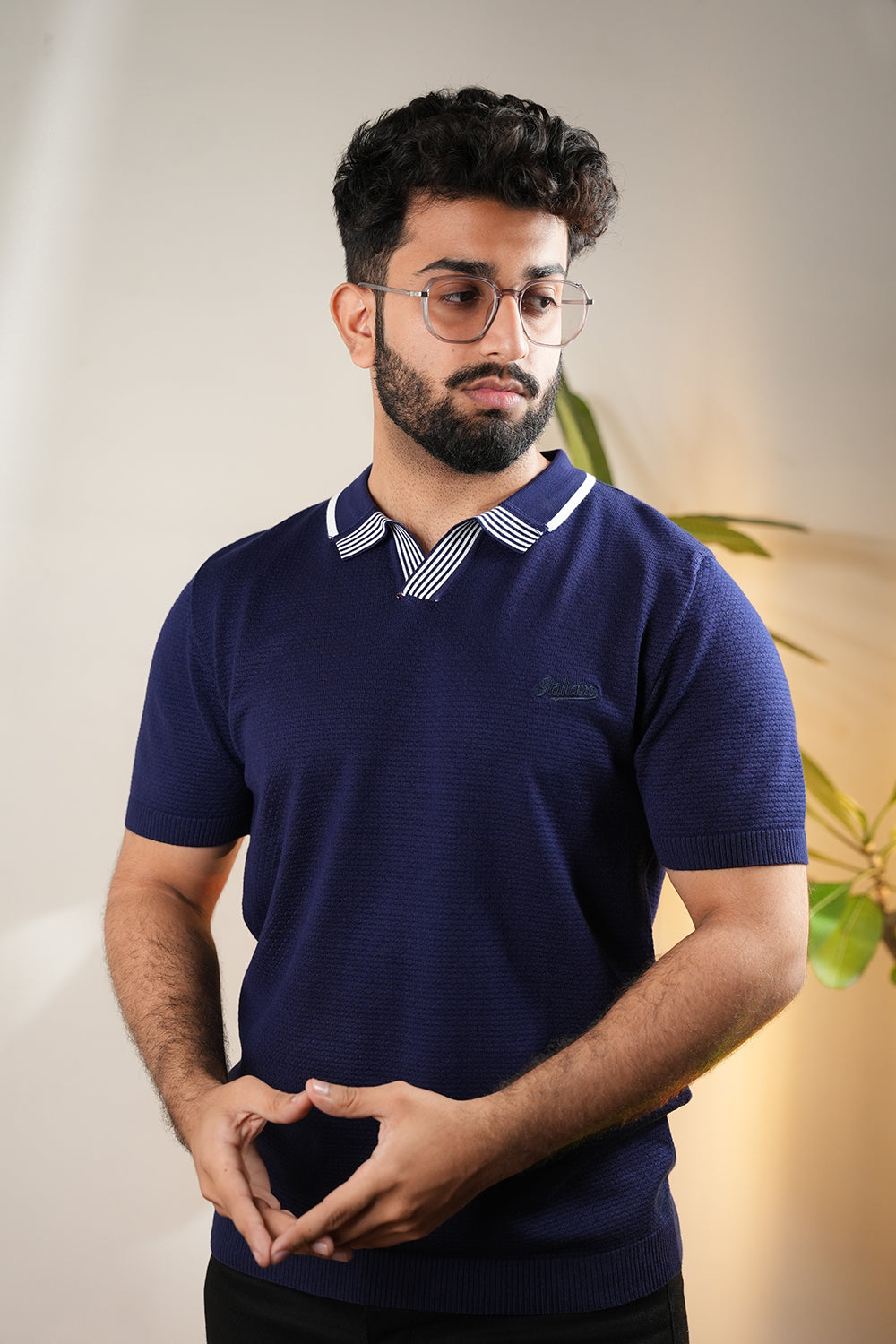 ITA Textured Knit Polo Collar T-shirt 0125073