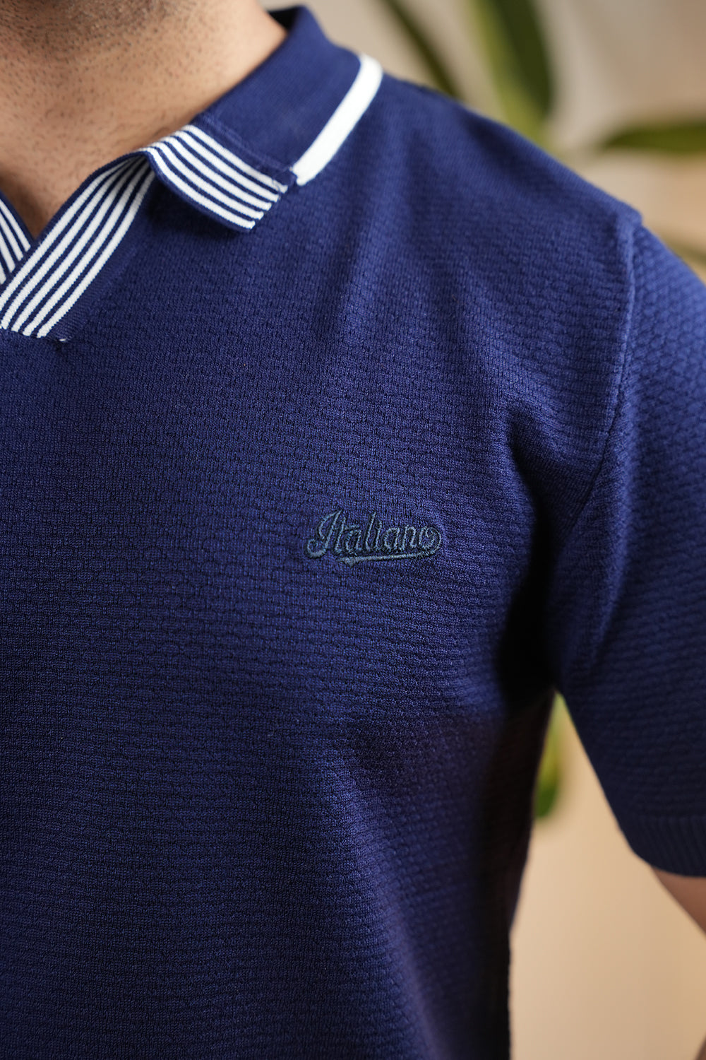 ITA Textured Knit Polo Collar T-shirt 0125073
