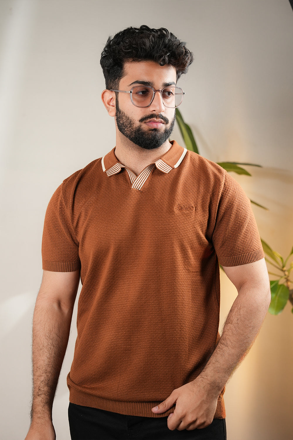 ITA Textured Knit Polo Collar T-shirt 0125073
