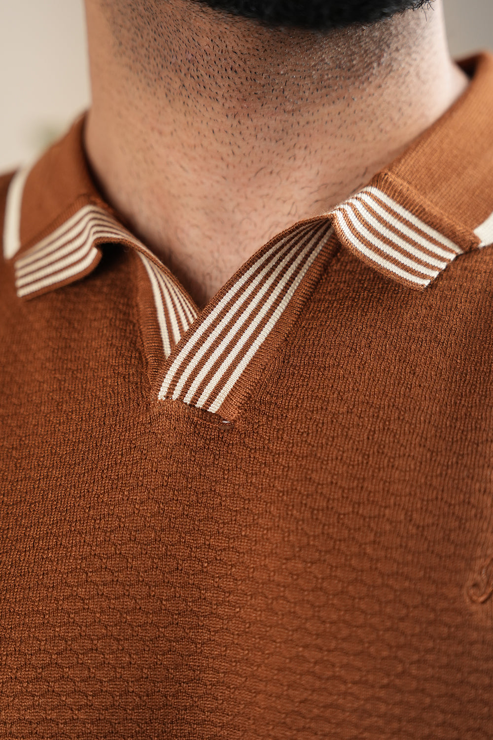 ITA Textured Knit Polo Collar T-shirt 0125073