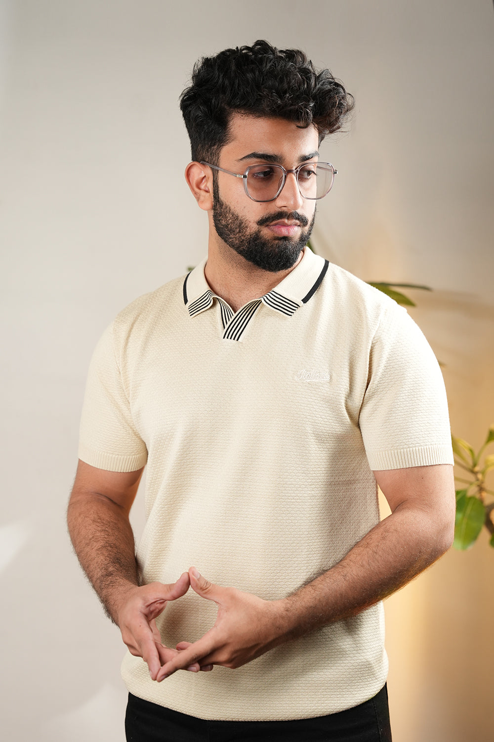 ITA Textured Knit Polo Collar T-shirt 0125073