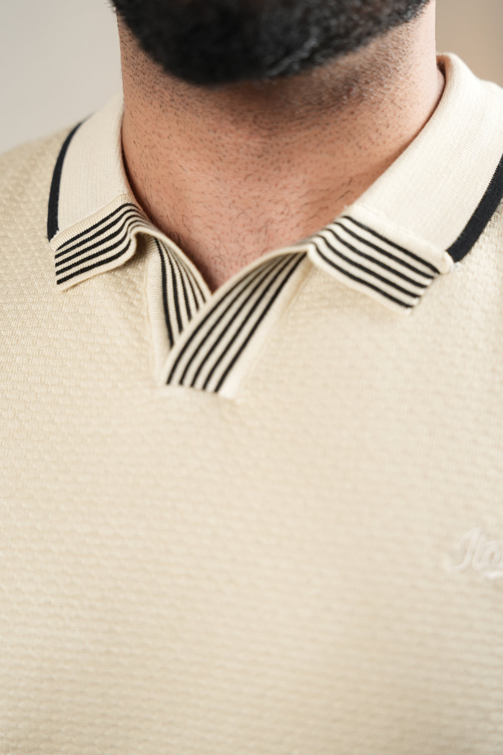 ITA Textured Knit Polo Collar T-shirt 0125073