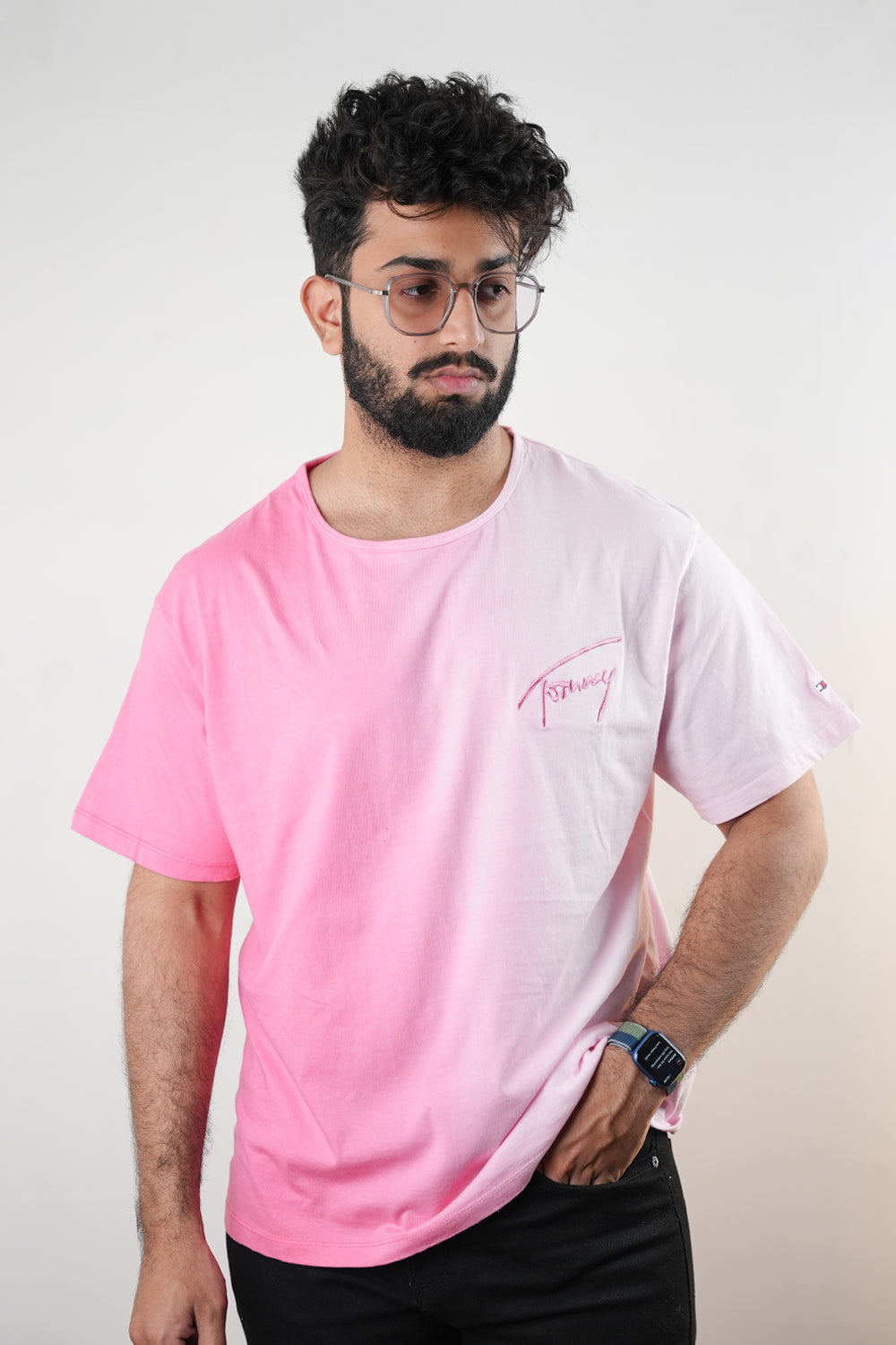 Tommy Jeans signature logo ombre t-shirt pink - 0125103