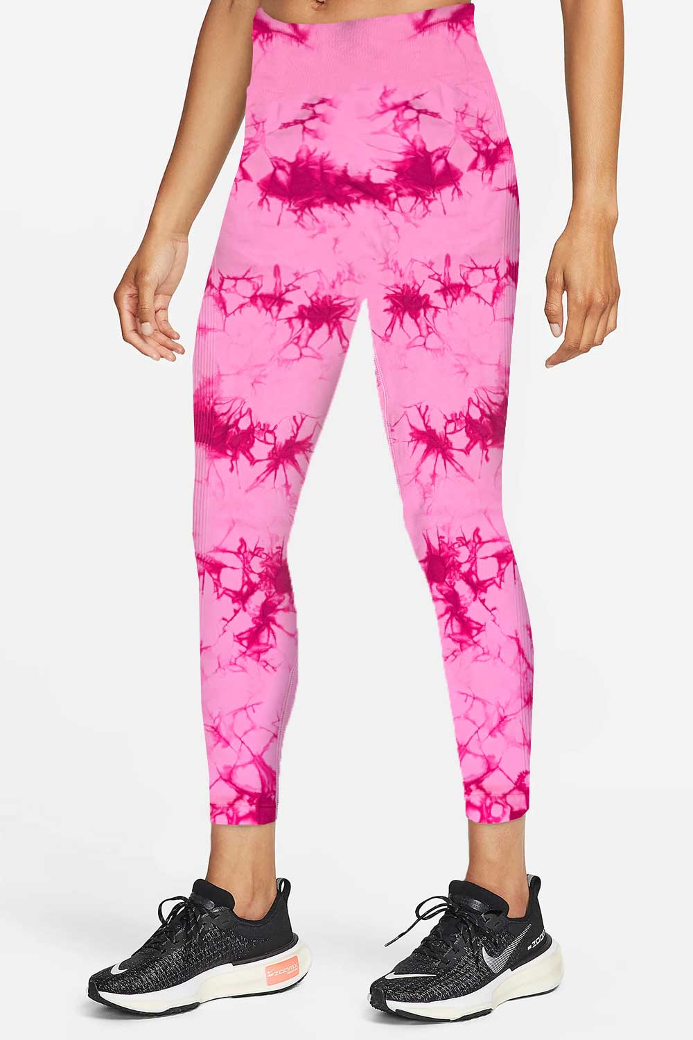 Women Pink Abstract Print Gym Wear Leggings - 0324010