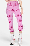 Women Pink Abstract Print Gym Wear Leggings - 0324010