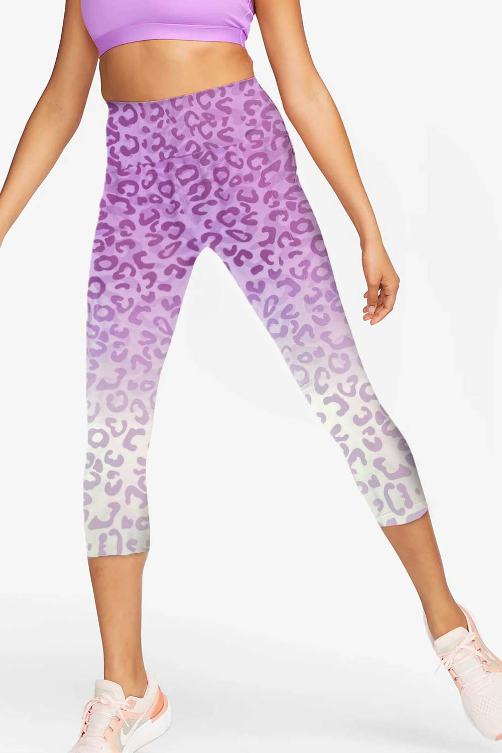 Women Cheetah Print Purple Gym Wear Leggings - 0324011