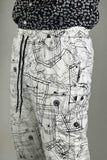 3 Quarter Pure White Architectural Print Cotton Shorts - 0424055