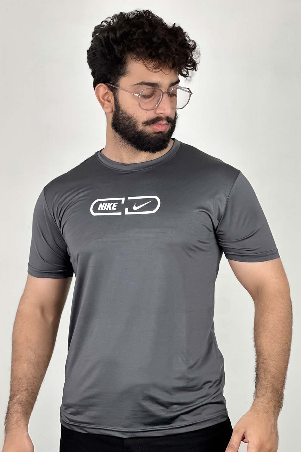 NKE Charcoal DRI-FIT Logo Tee - 0424067