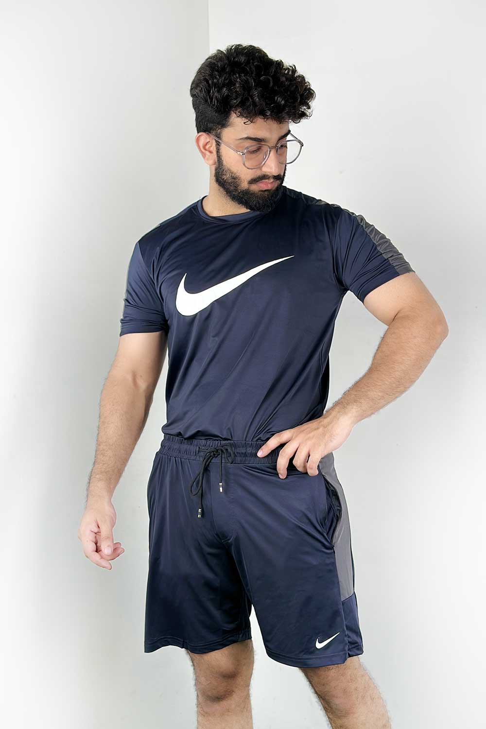 NKE Two Tone Premium Navy Dri-Fit Tracksuit - 0424081-080