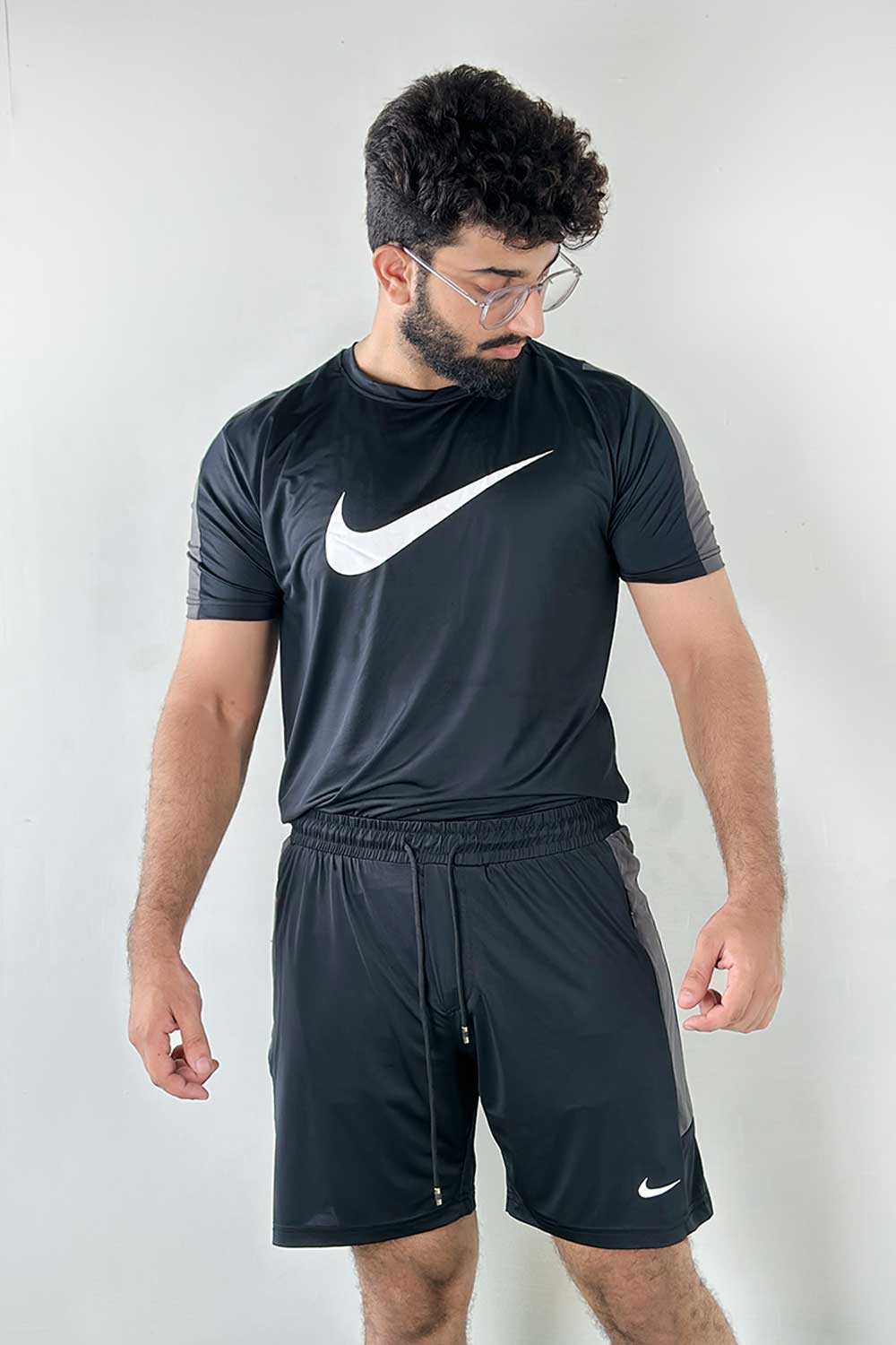 NKE Two Tone Premium Black Dri-Fit Tracksuit - 0424081-080