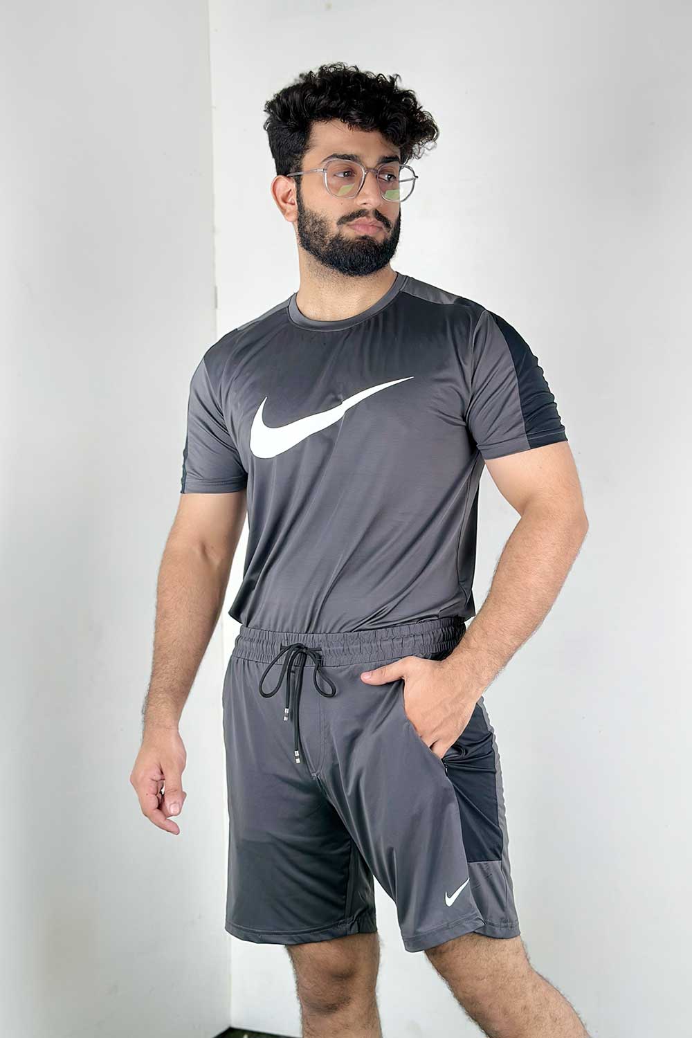 NKE Two Tone Premium Grey Dri-Fit Tracksuit - 0424081-080