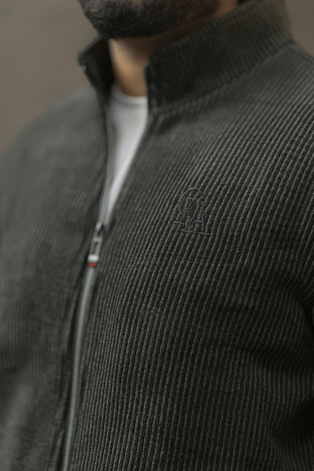 Pine Green Wool Zipper Jacket - 1124033