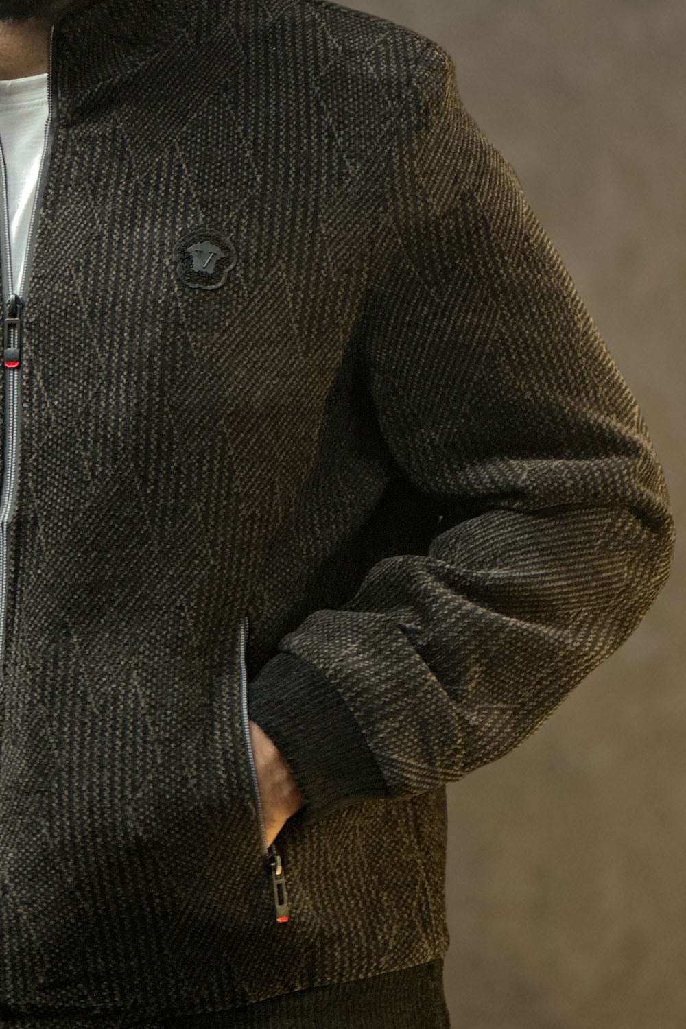 Umber Brown Wool Zipper Jacket - 1124081