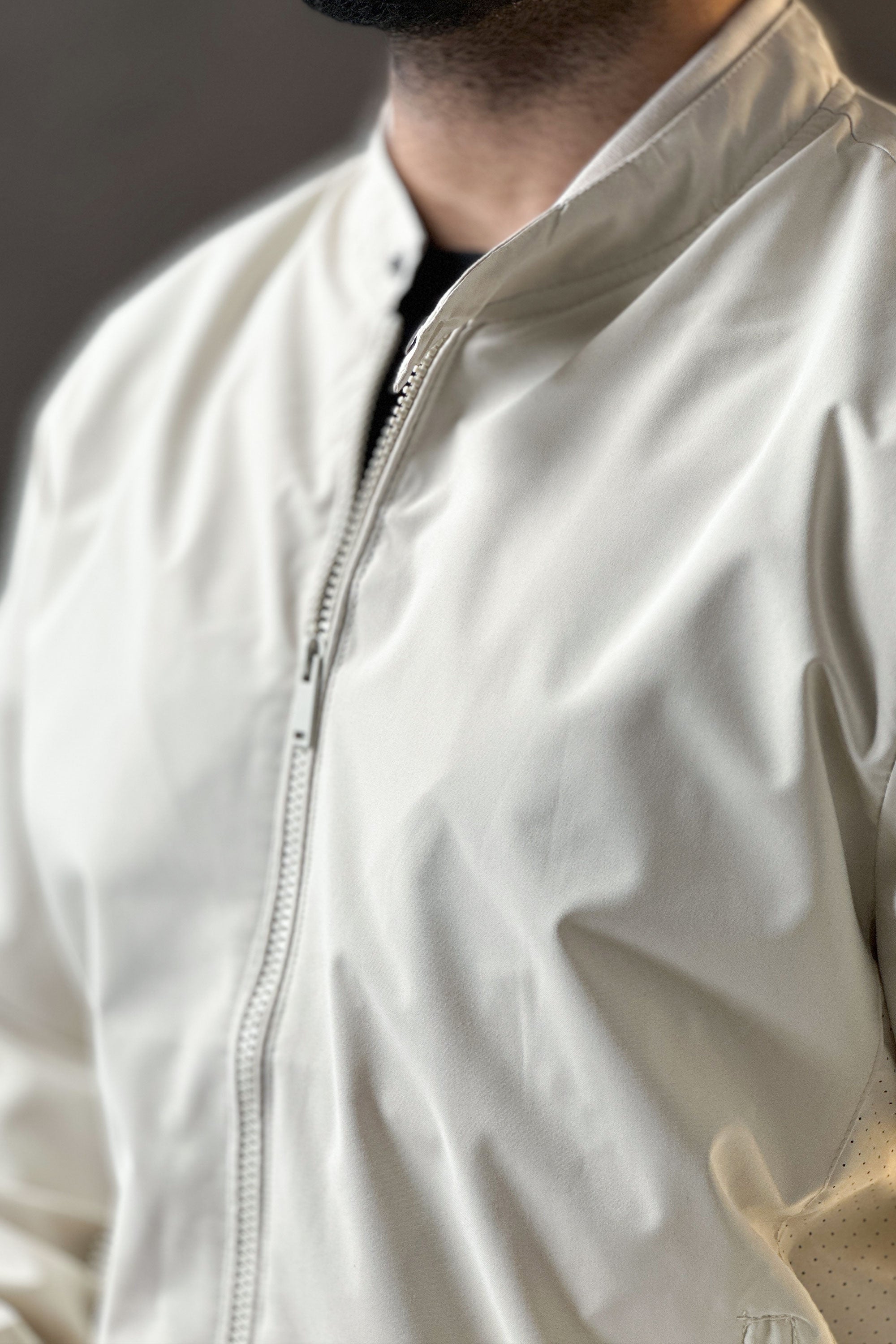 Celestial White Big Size Zipper Jacket - 1124089