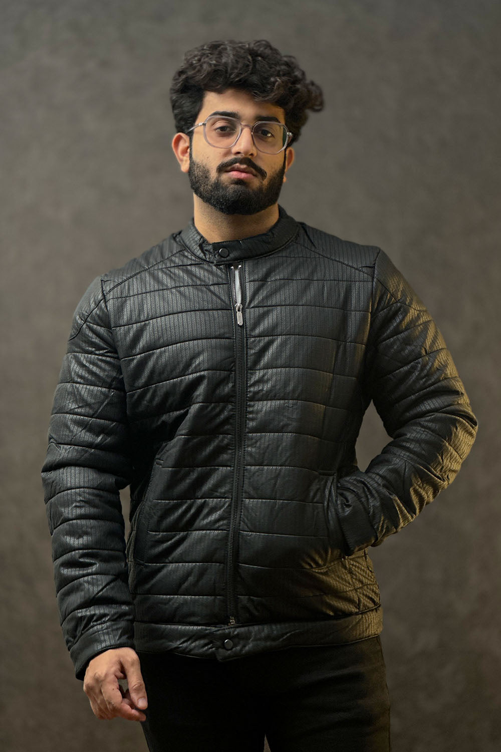 Jet Black PU Leather Biker Jacket - 1124091