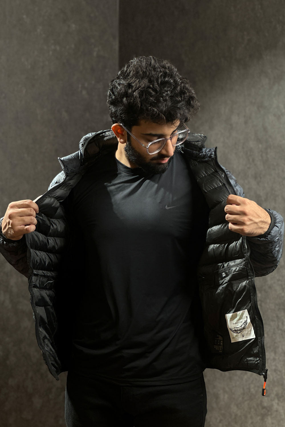 Ivory Camouflaged Print Padded Jacket - 1124114