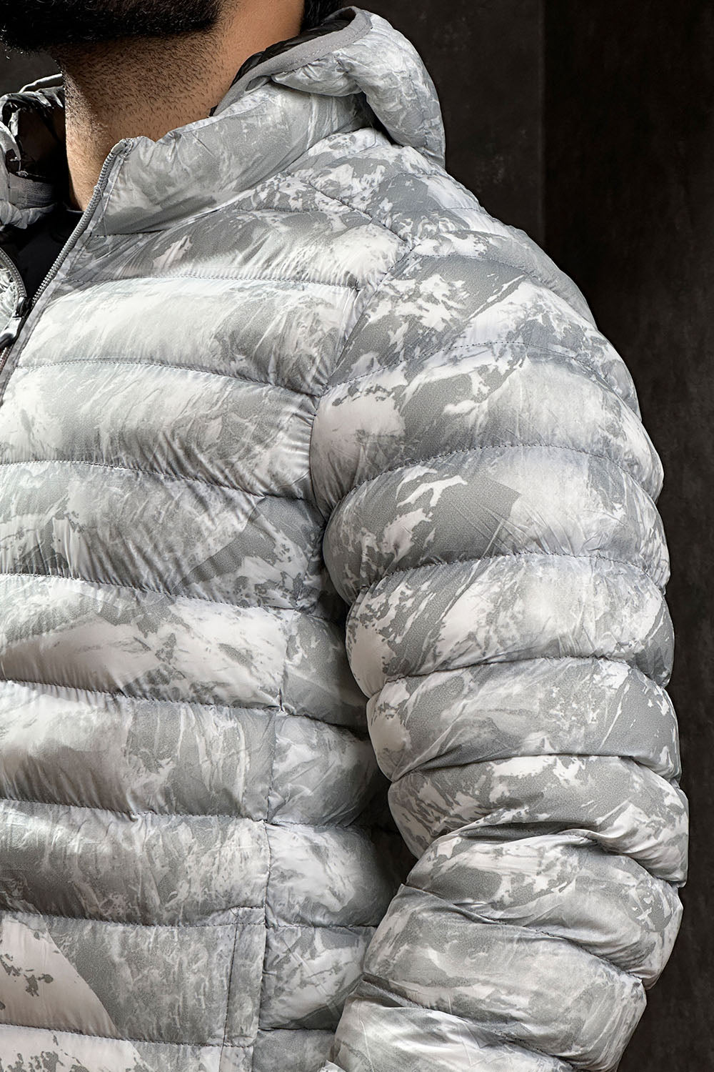 Ivory Camouflaged Print Padded Jacket - 1124114