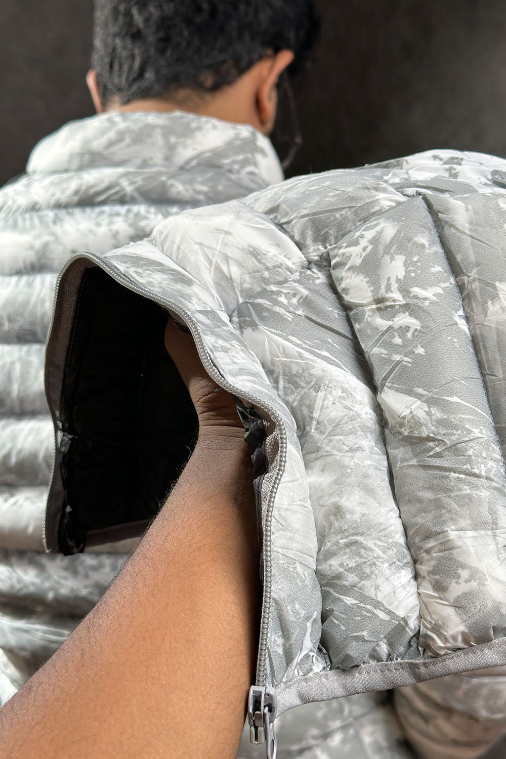 Ivory Camouflaged Print Padded Jacket - 1124114