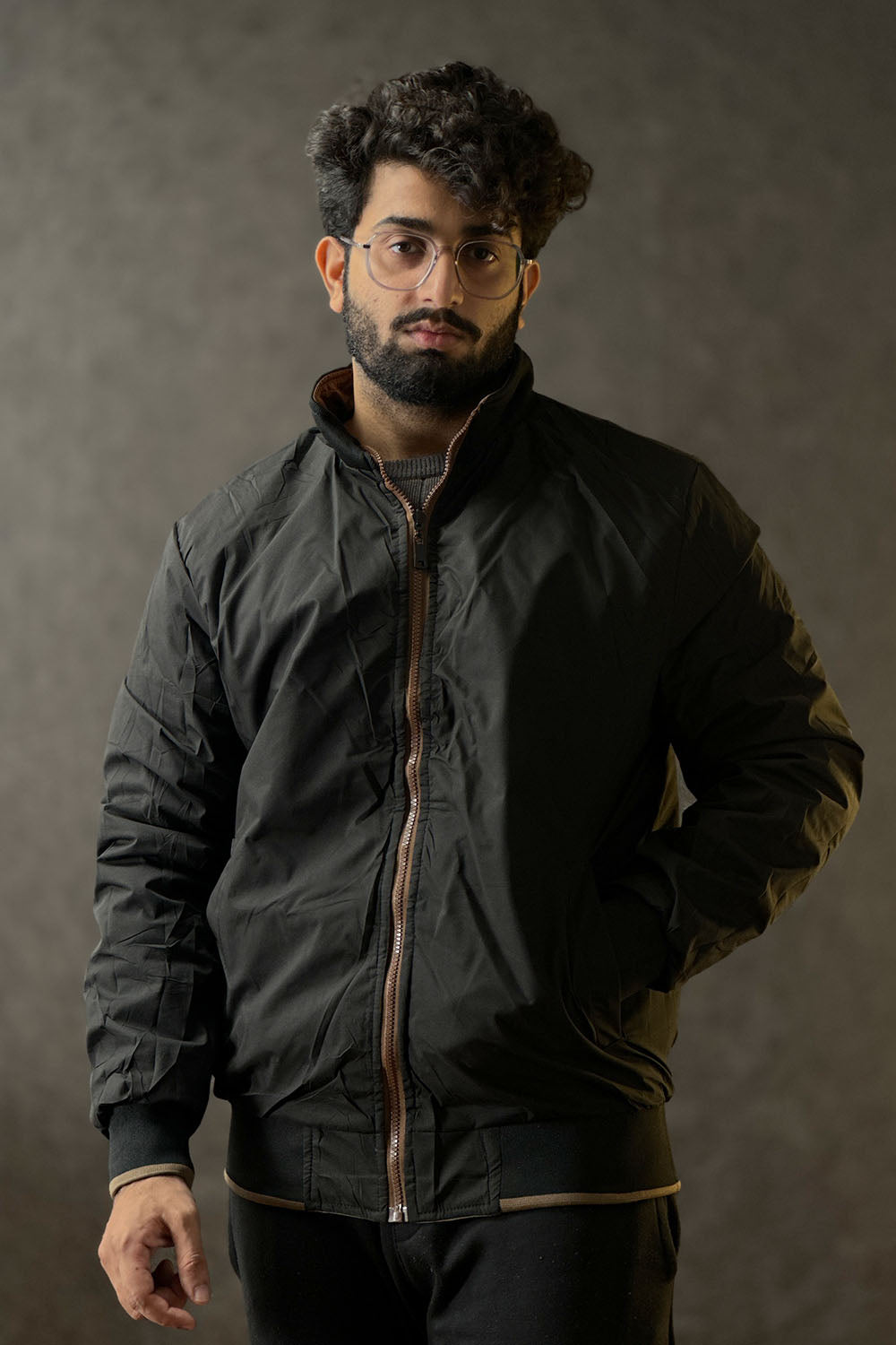 Brown Double Sided Zipper Jacket - 1124134