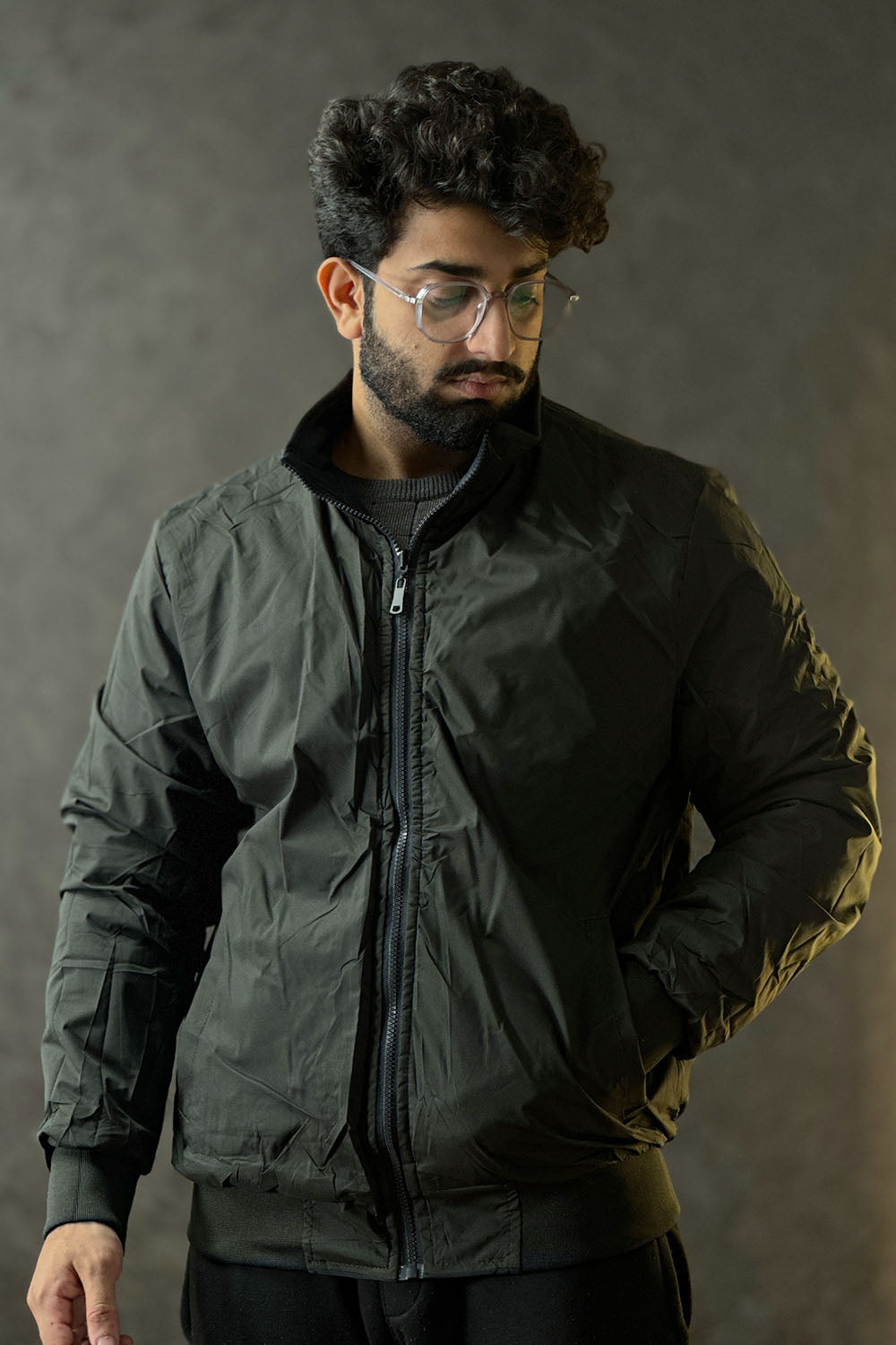 Navy Double Sided Zipper Jacket - 1124134