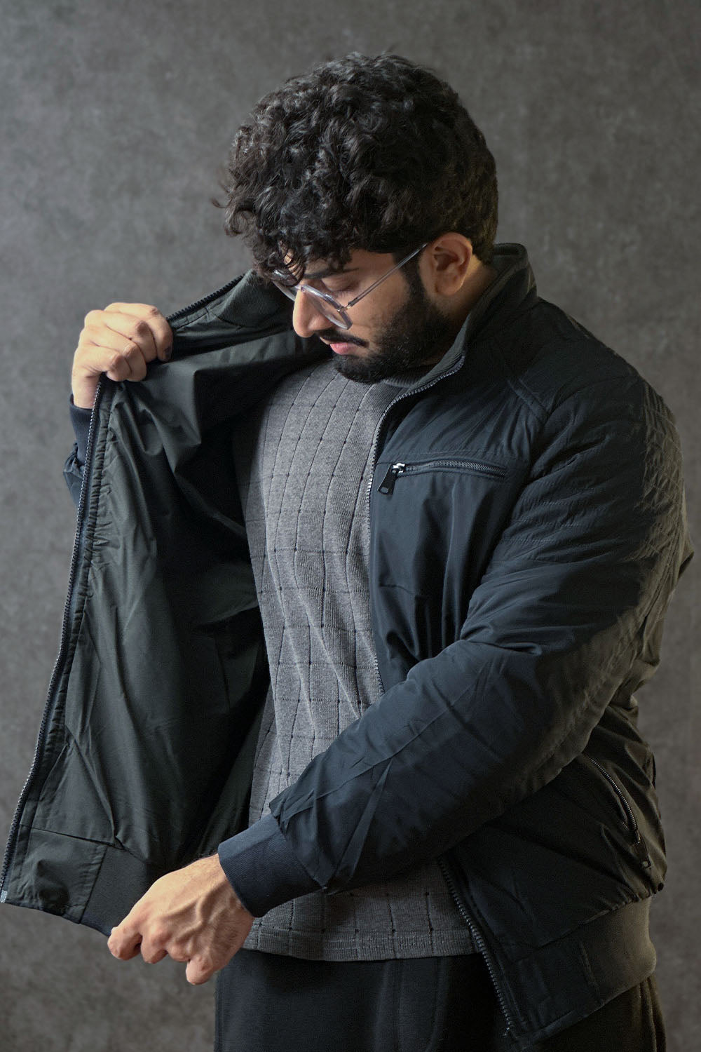 Navy Double Sided Zipper Jacket - 1124134