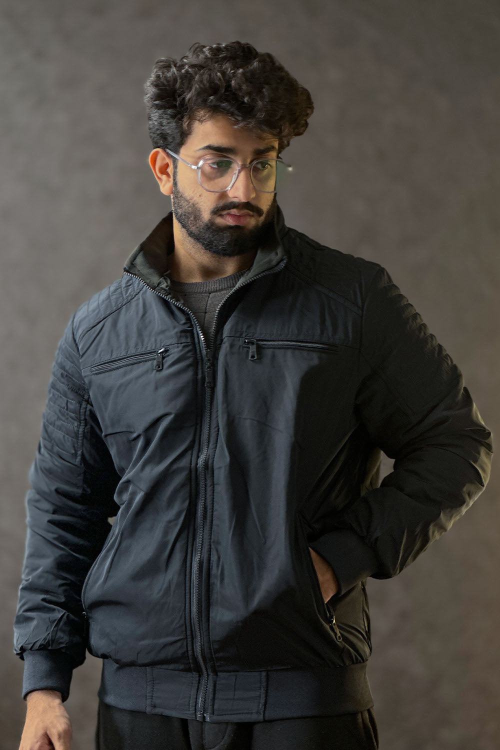 Navy Double Sided Zipper Jacket - 1124134