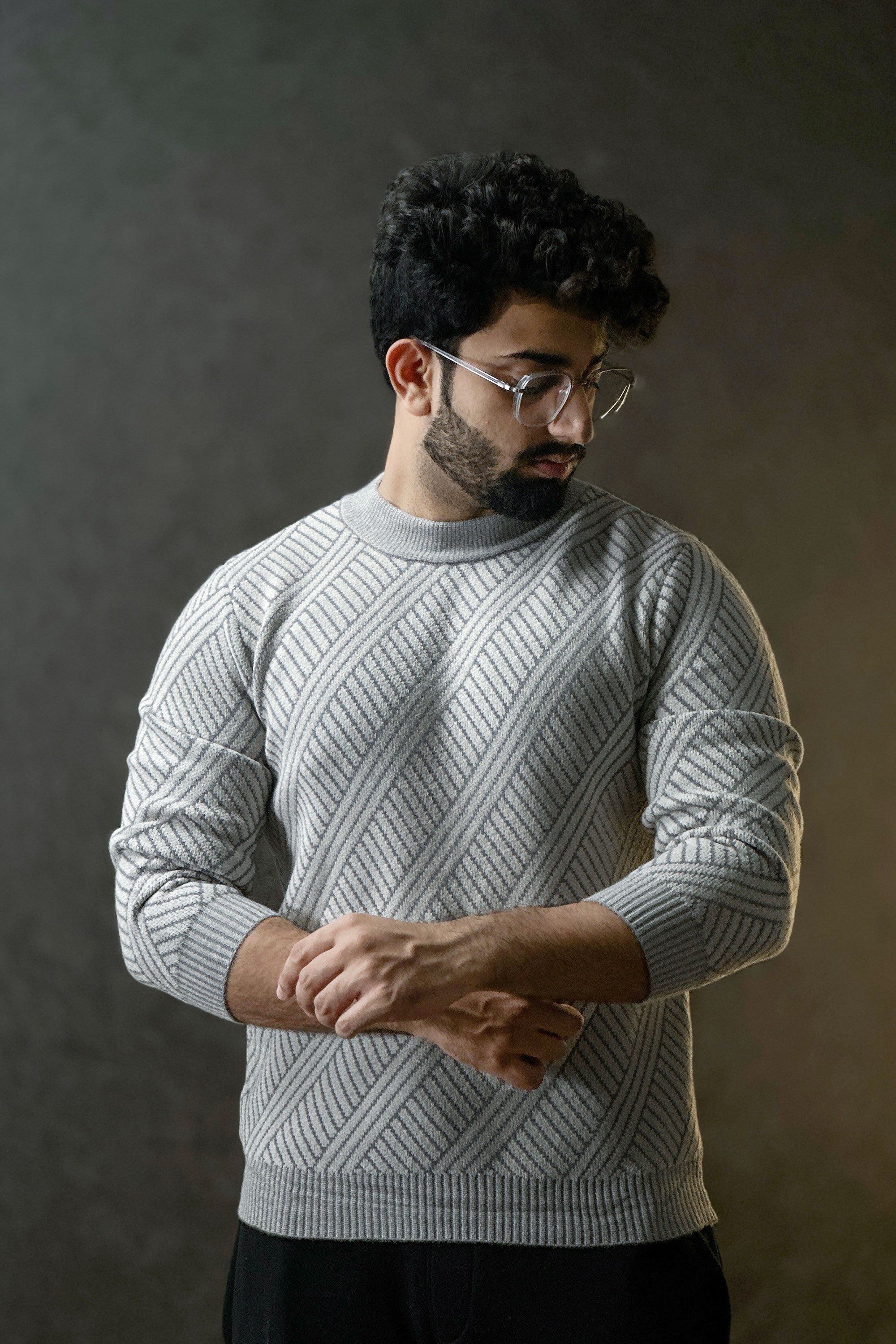 Moonlit  Self Textured Sweatshirt - 1124164