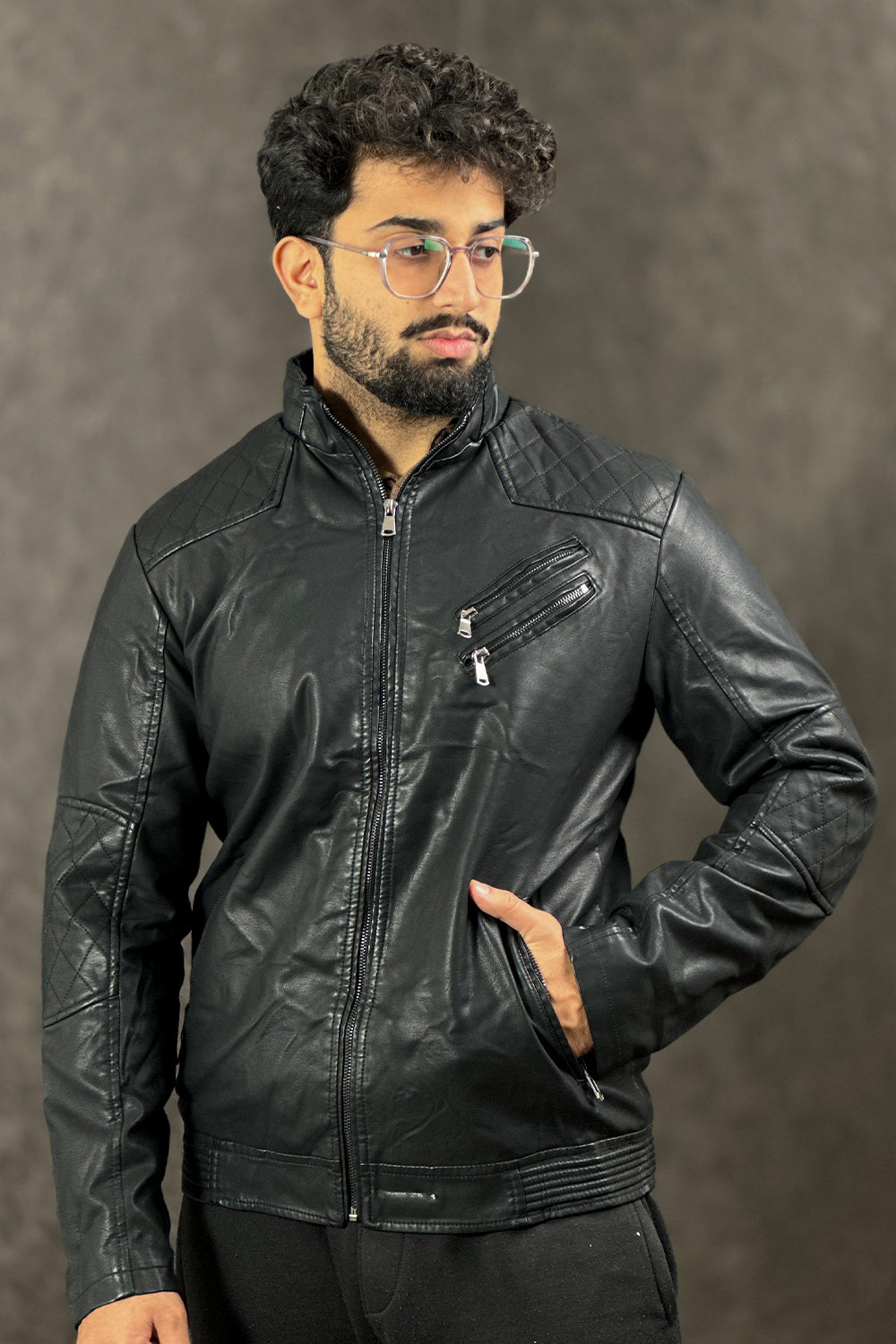 PU Leather Biker Jacket - 1124204