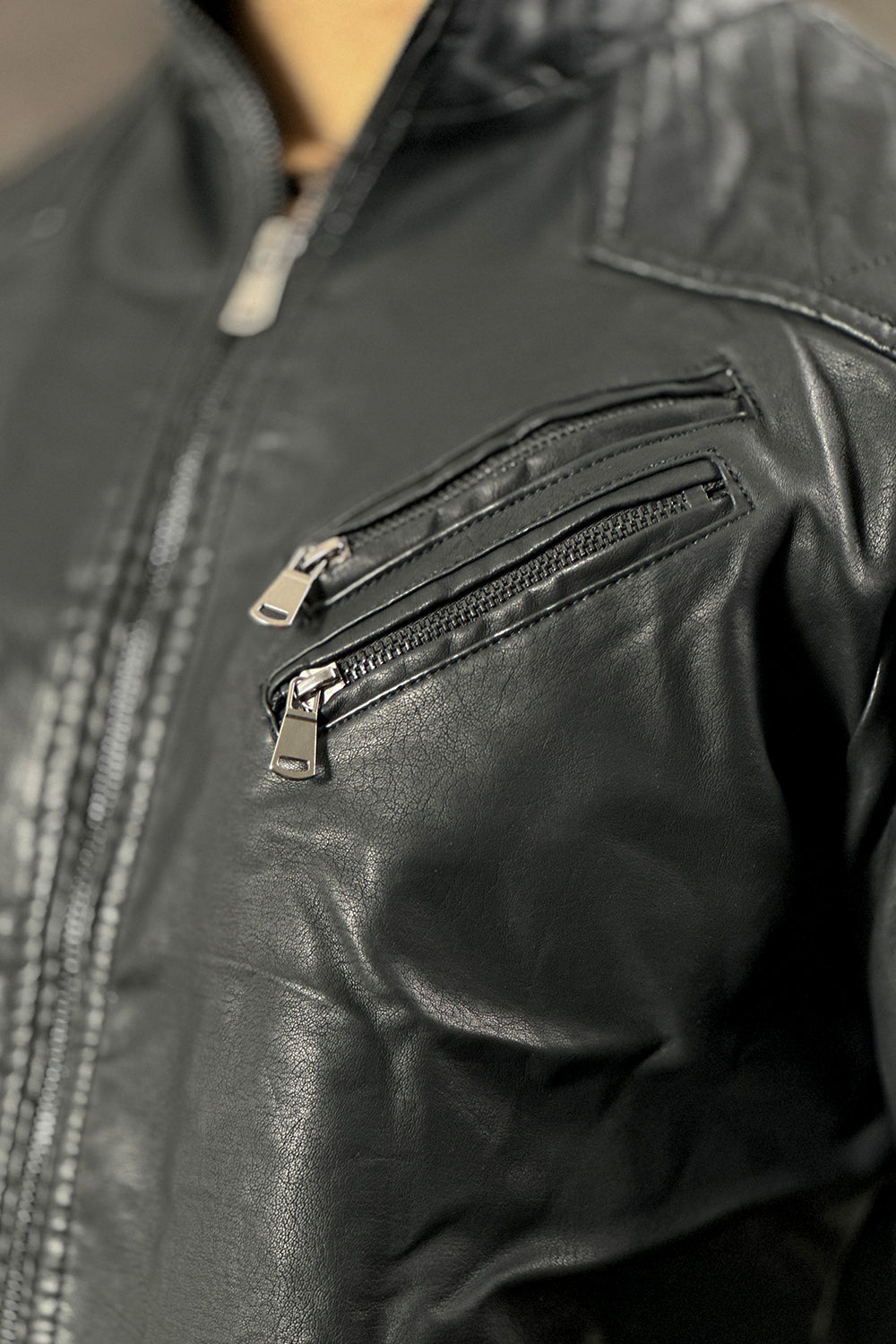 PU Leather Biker Jacket - 1124204