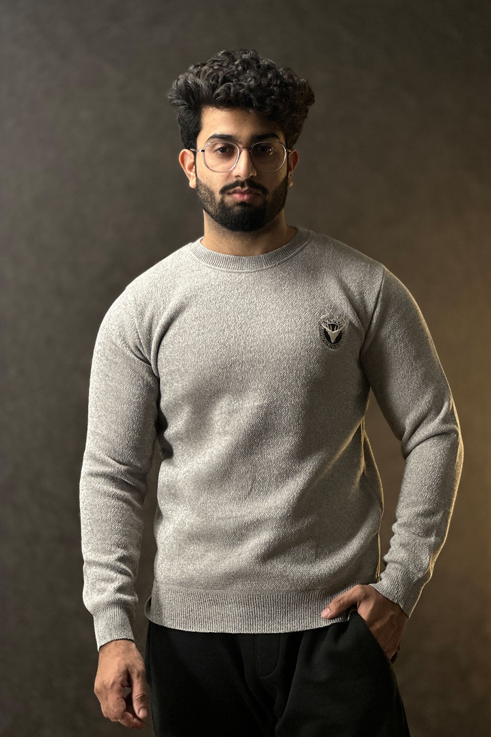 Pristine Charcoal Emblem Sweat Shirt - 1124159