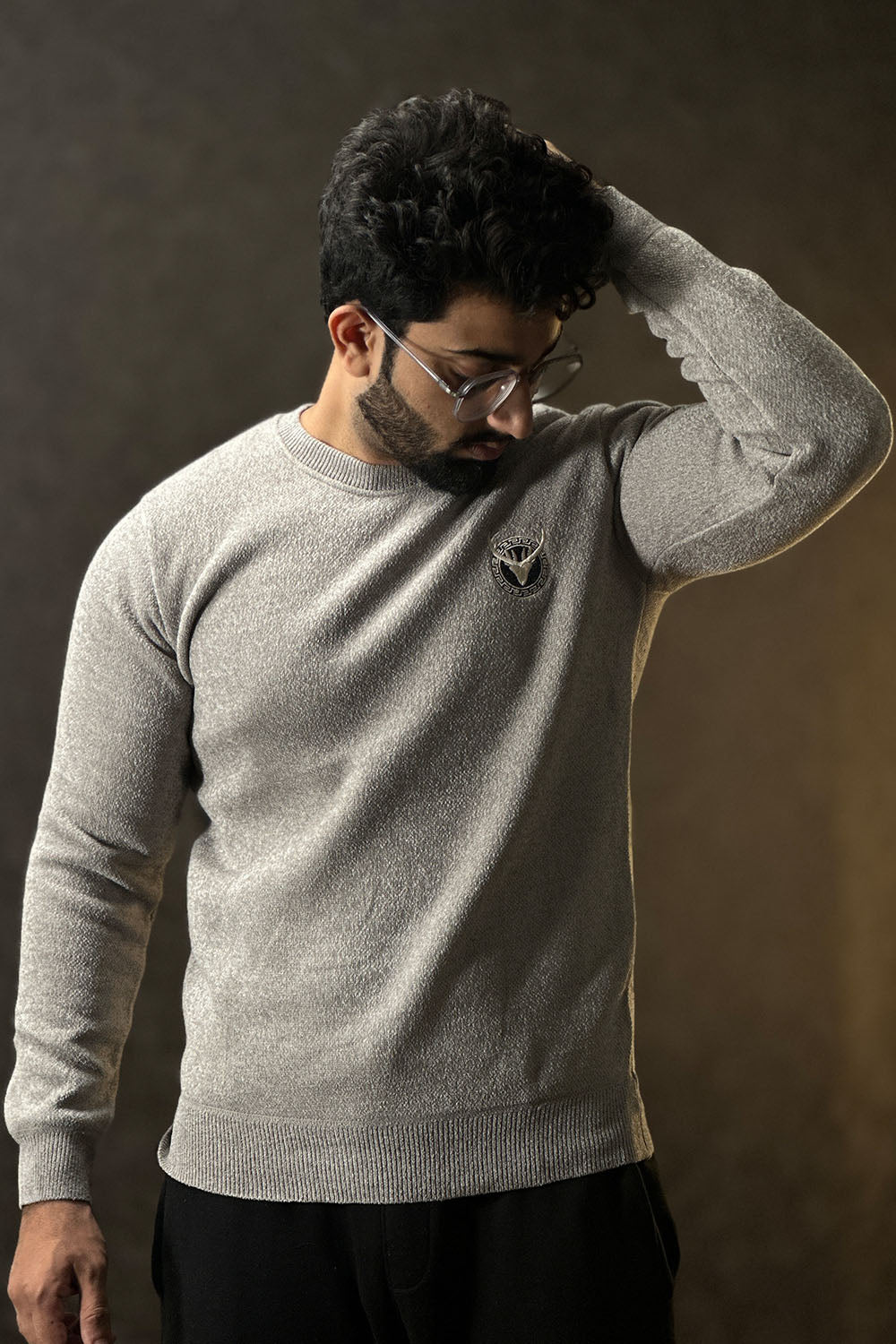 Pristine Charcoal Emblem Sweat Shirt - 1124159