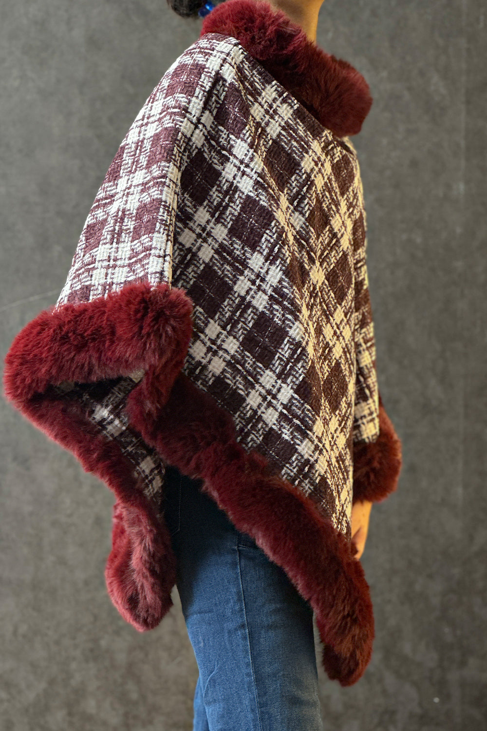 Cape Shawl Patterned Royal Maroon - 3324051