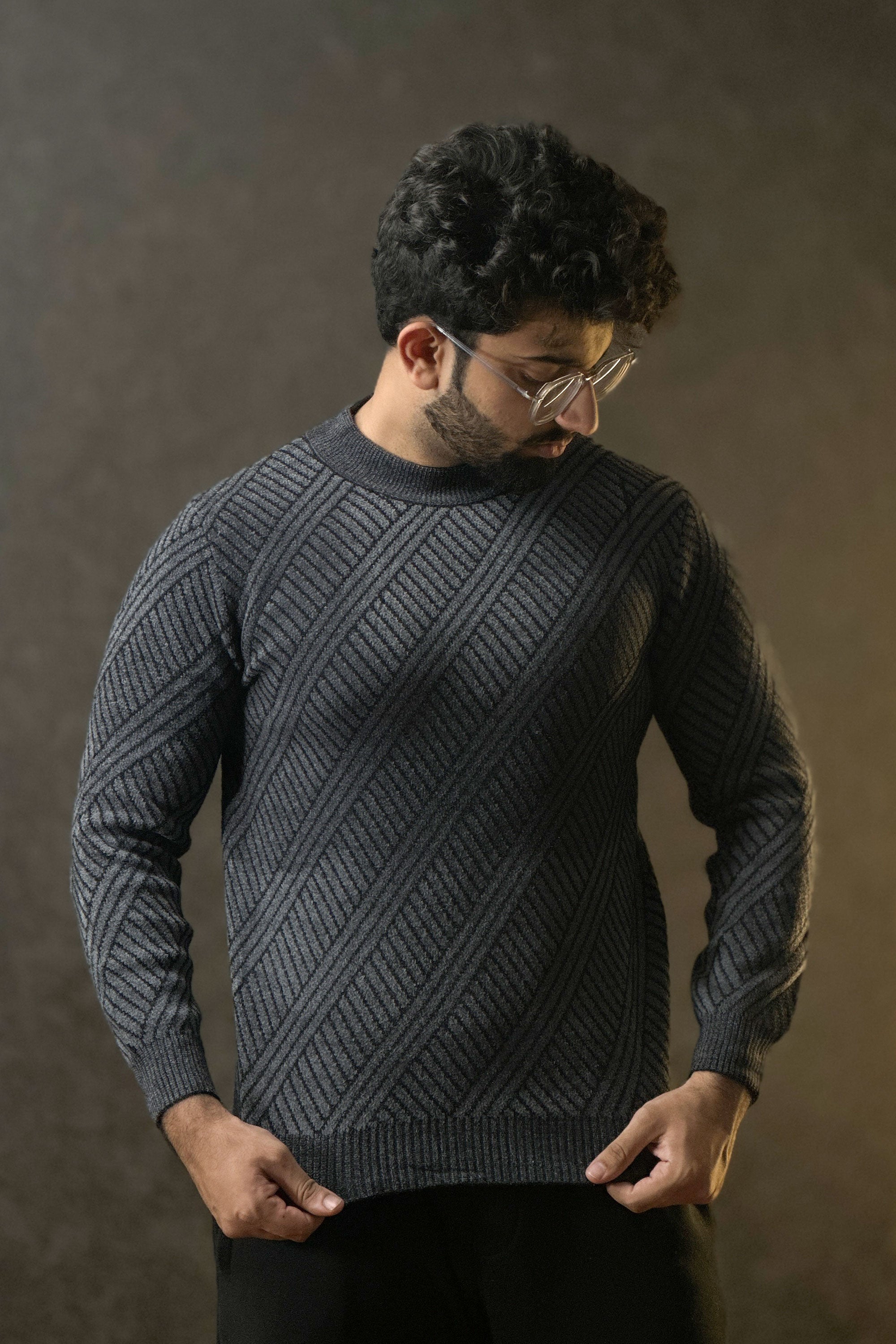 Moonlit  Self Textured Sweatshirt - 1124164
