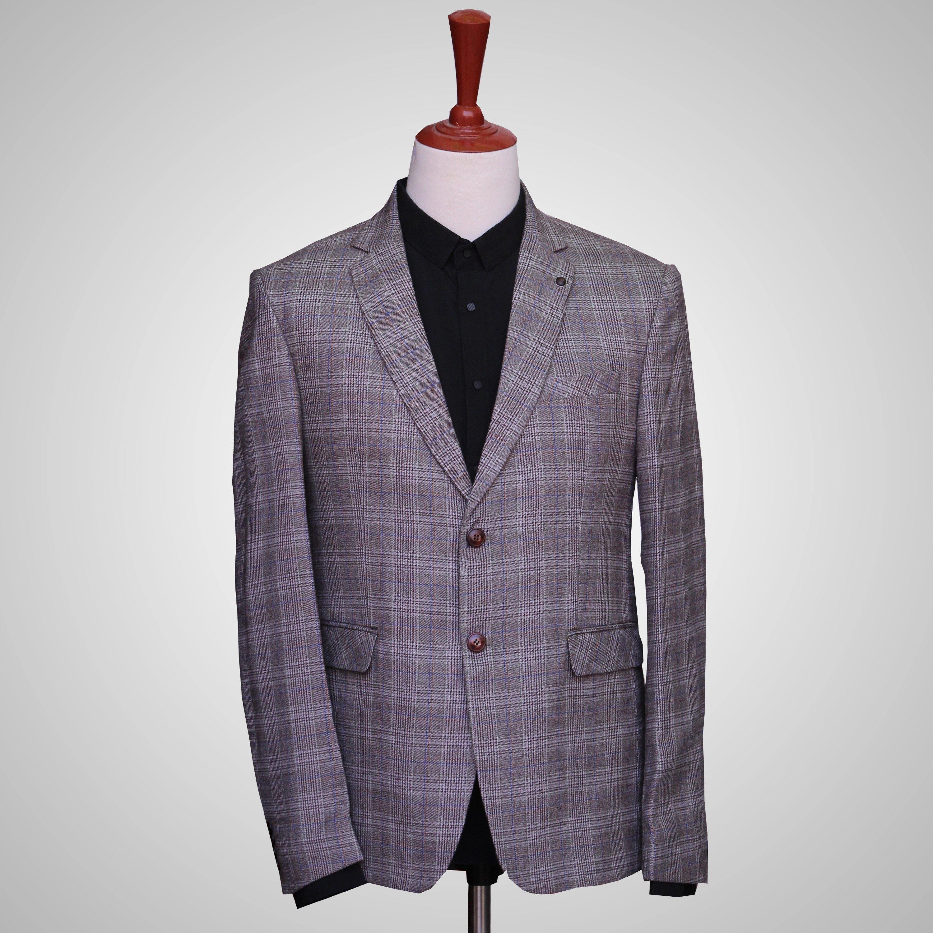 Skin Multi Color Checkered Premium Woolen Coat - Italiano.pk