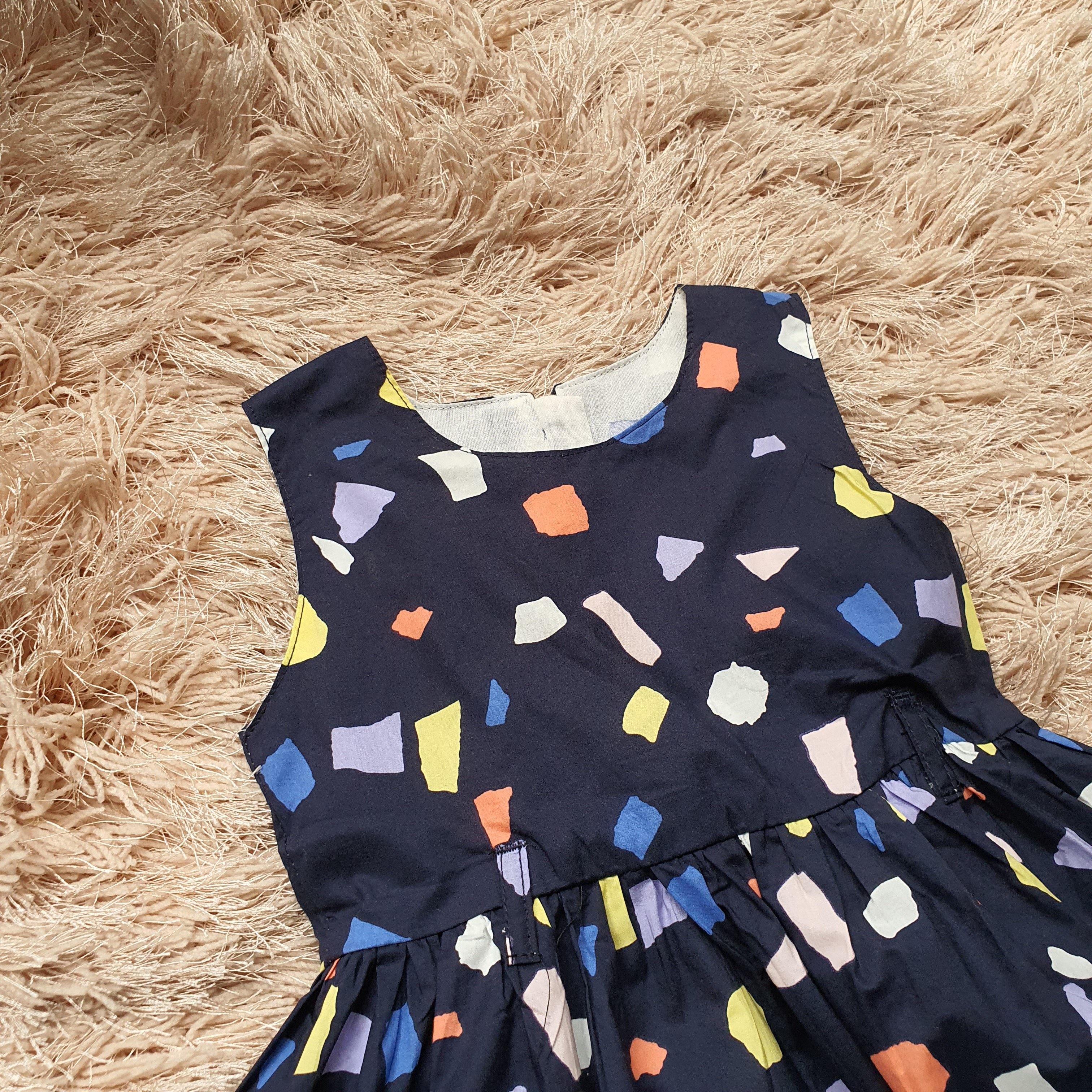Berry Blue Shapes Printed Girls Frock - Italiano.pk