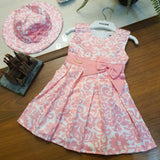 Fiaglbirb Pink All over Printed Ribbon Frock With Cap - Italiano.pk